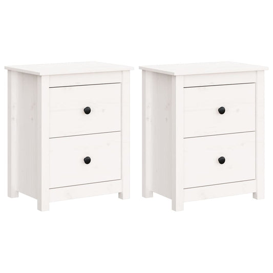 Mesitas De Noche 2 Uds Madera Maciza Pino Blanca 50x35x61,5 Cm_0