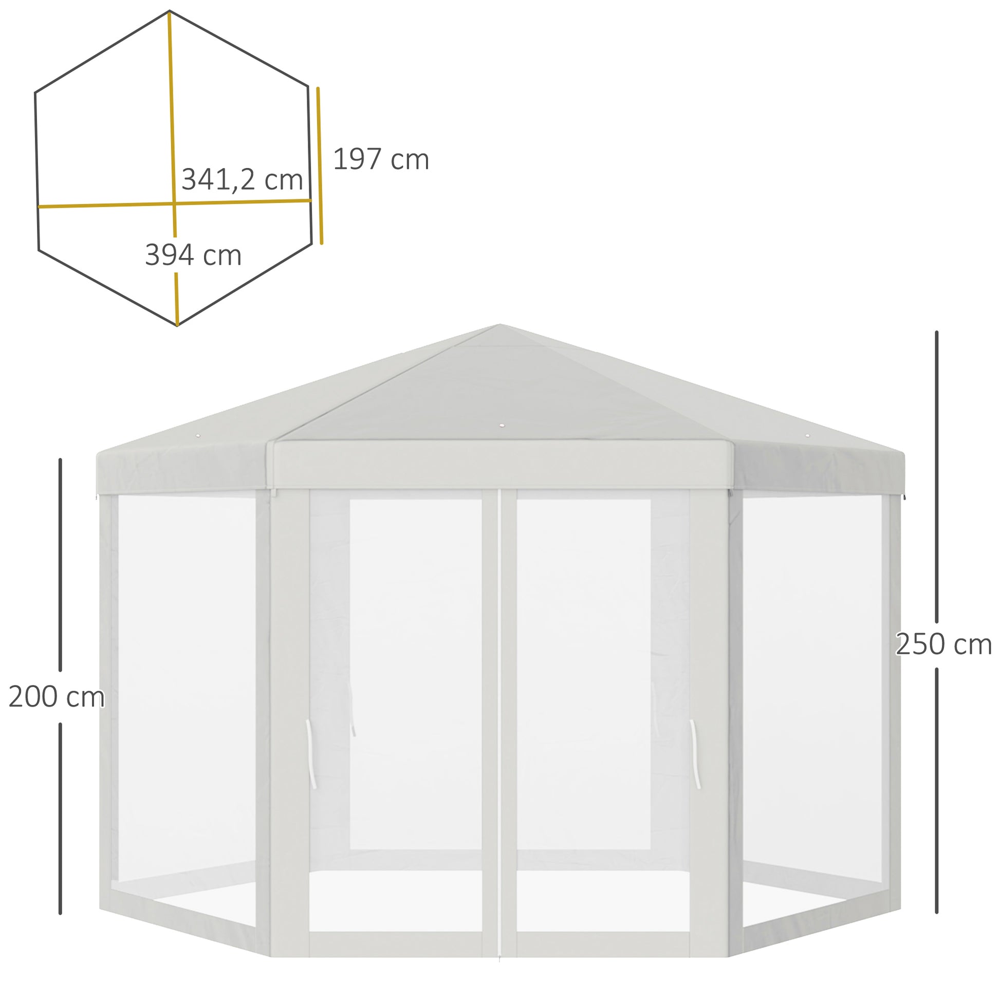 Outsunny Carpa Jardín Cenador Hexágonal Pabellón Gazebo Con Mosquitera 3 Color_2