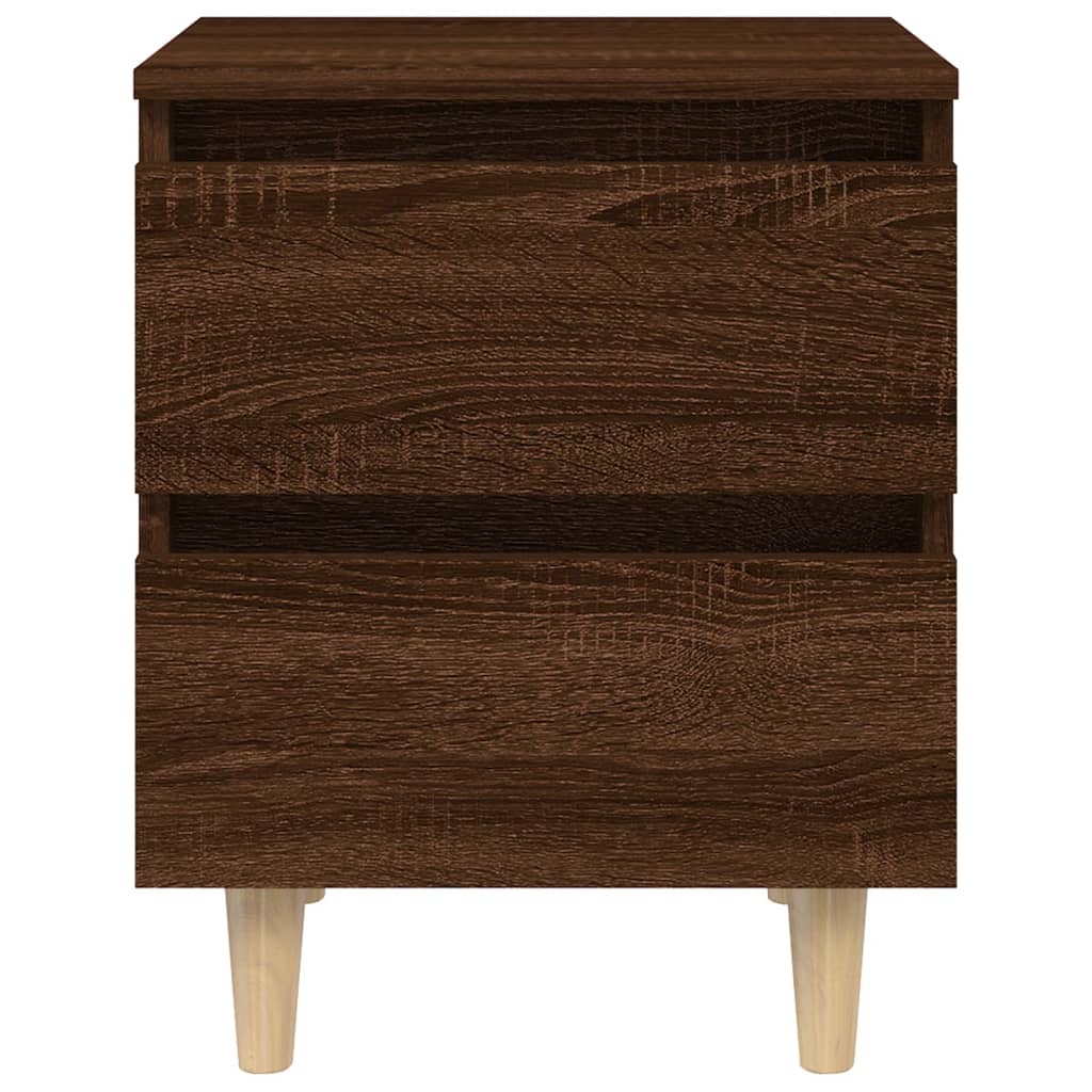 Mesita De Noche Patas De Madera Maciza Roble Ahumado 40x35x50cm_3