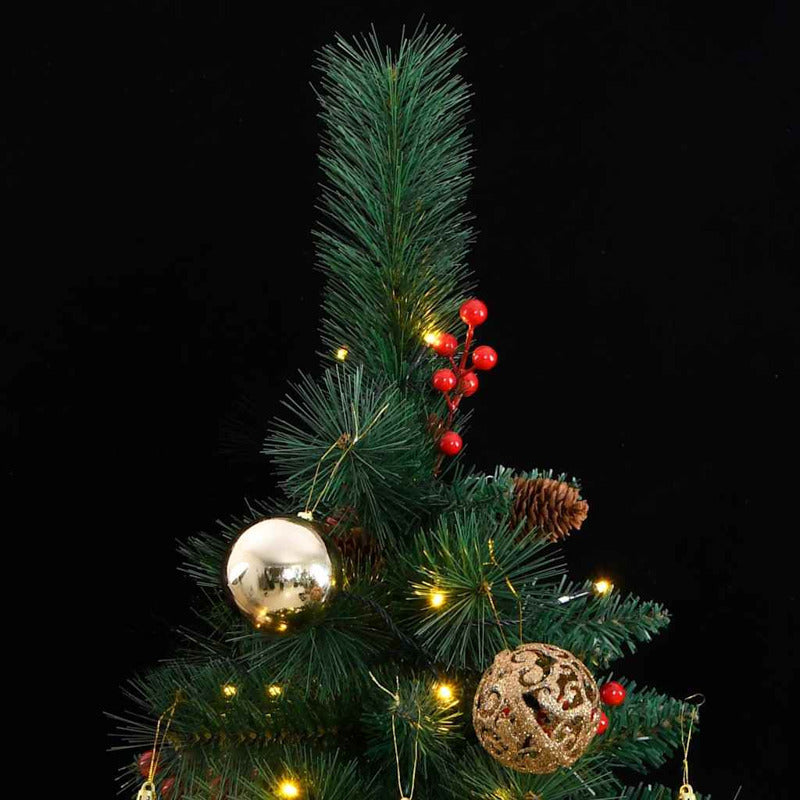 Vidaxl Árbol De Navidad Artificial Con Bisagras 300 Led Y Bolas 180 Cm_1