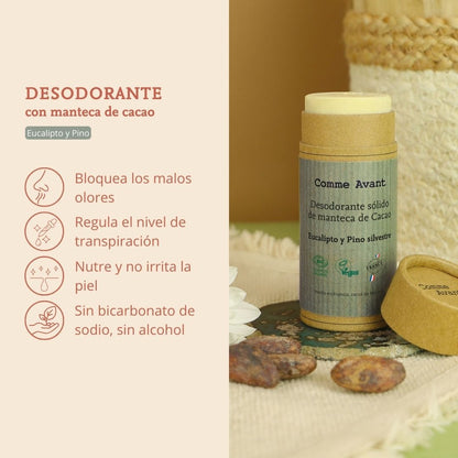 Desodorante sólido de eucalipto y pino silvestre Comme Avant 60 g