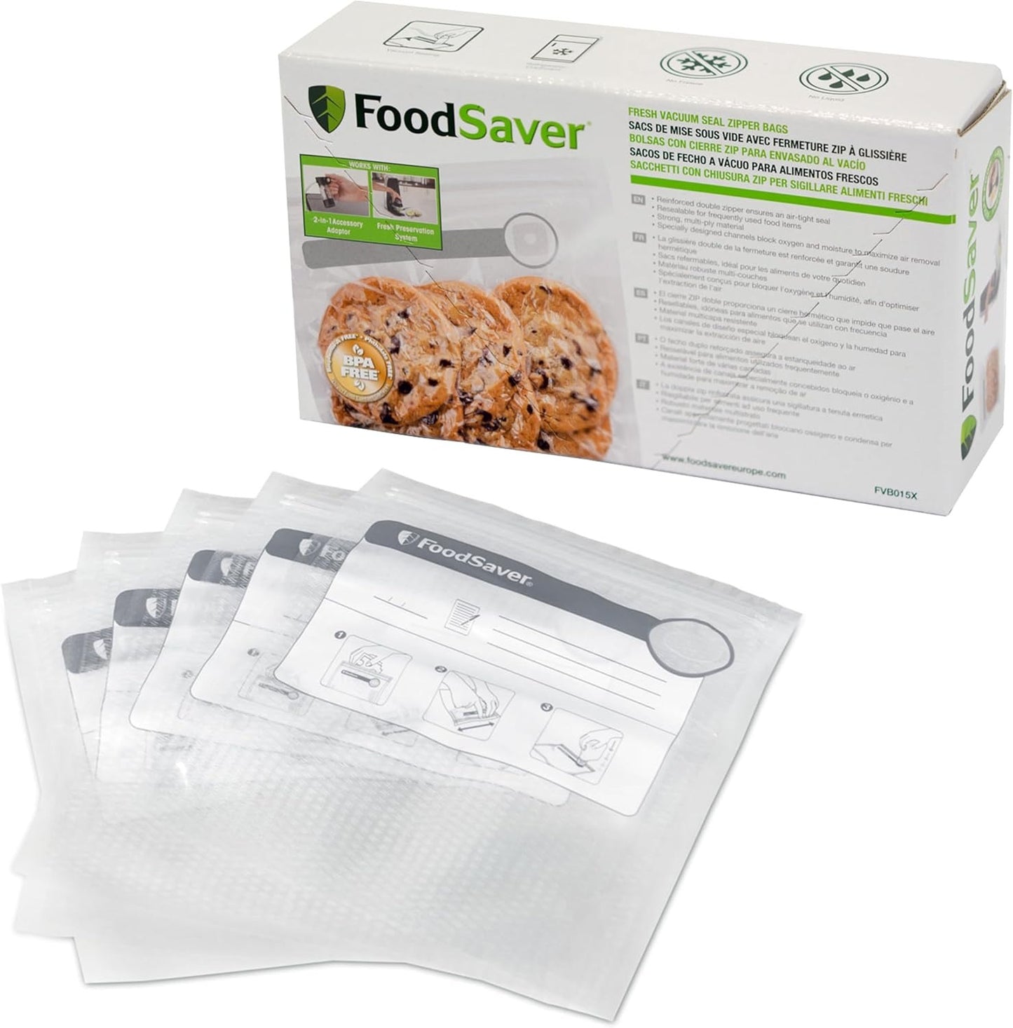 Sacos selantes a vácuo Foodsaver com fecho de correr 0,95 L FVB015X 26 unidades
