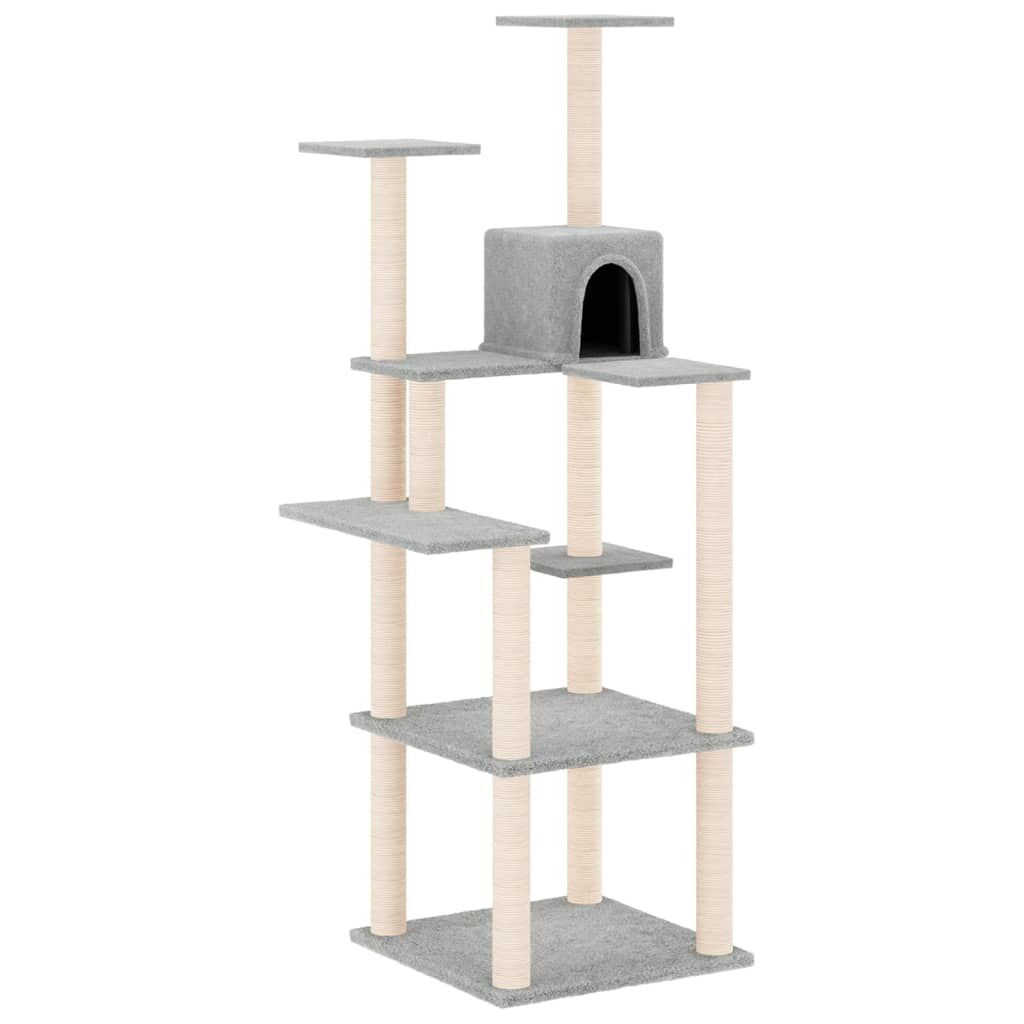 Vidaxl Rascador Para Gatos Con Postes De Sisal Gris Claro 153 Cm_0