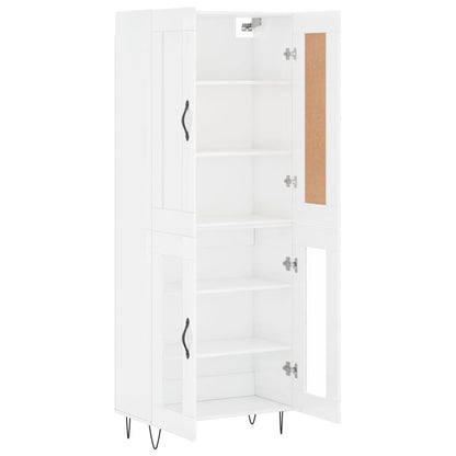 Aparador Alto Madera Contrachapada Blanco Brillo 69,5x34x180 Cm_3