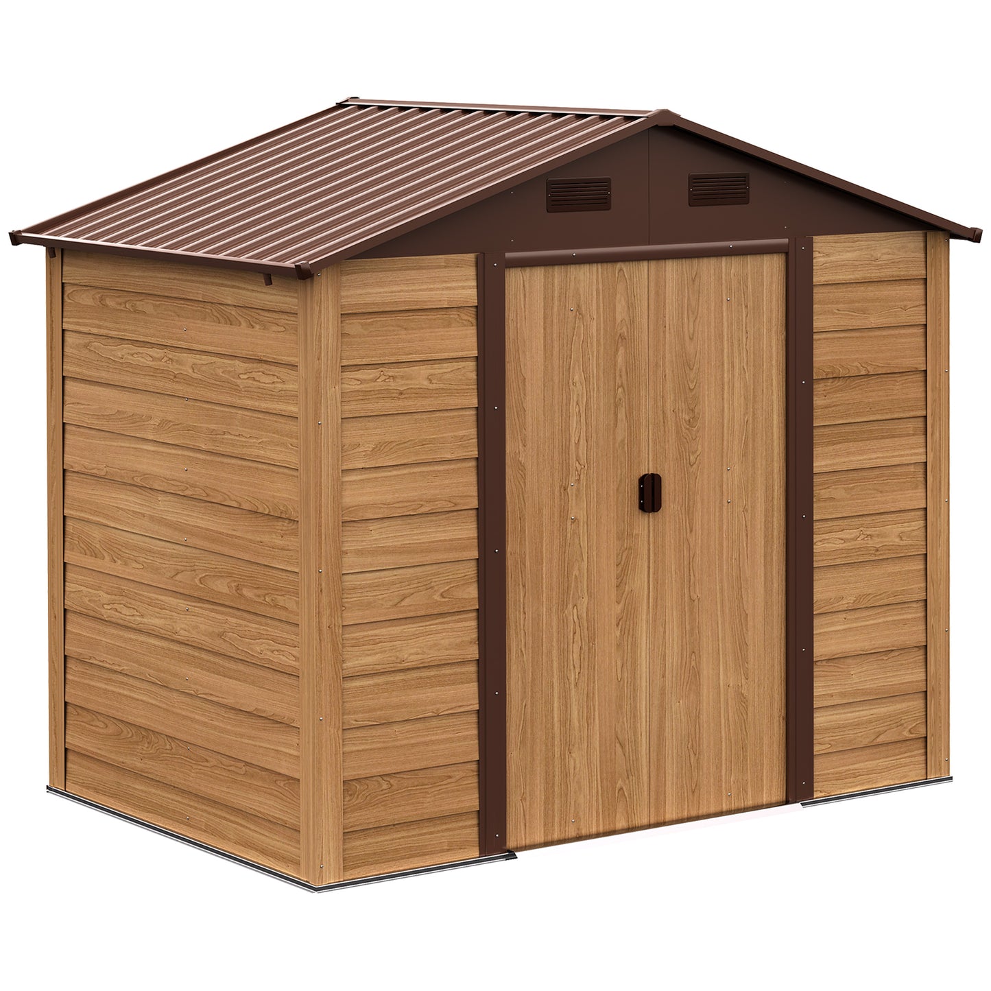 Outsunny Cobertizo De Jardín Exterior 3 M² 236x152x209 Cm Natural Y Café_0