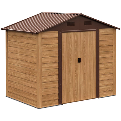 Outsunny Cobertizo De Jardín Exterior 3 M² 236x152x209 Cm Natural Y Café_0