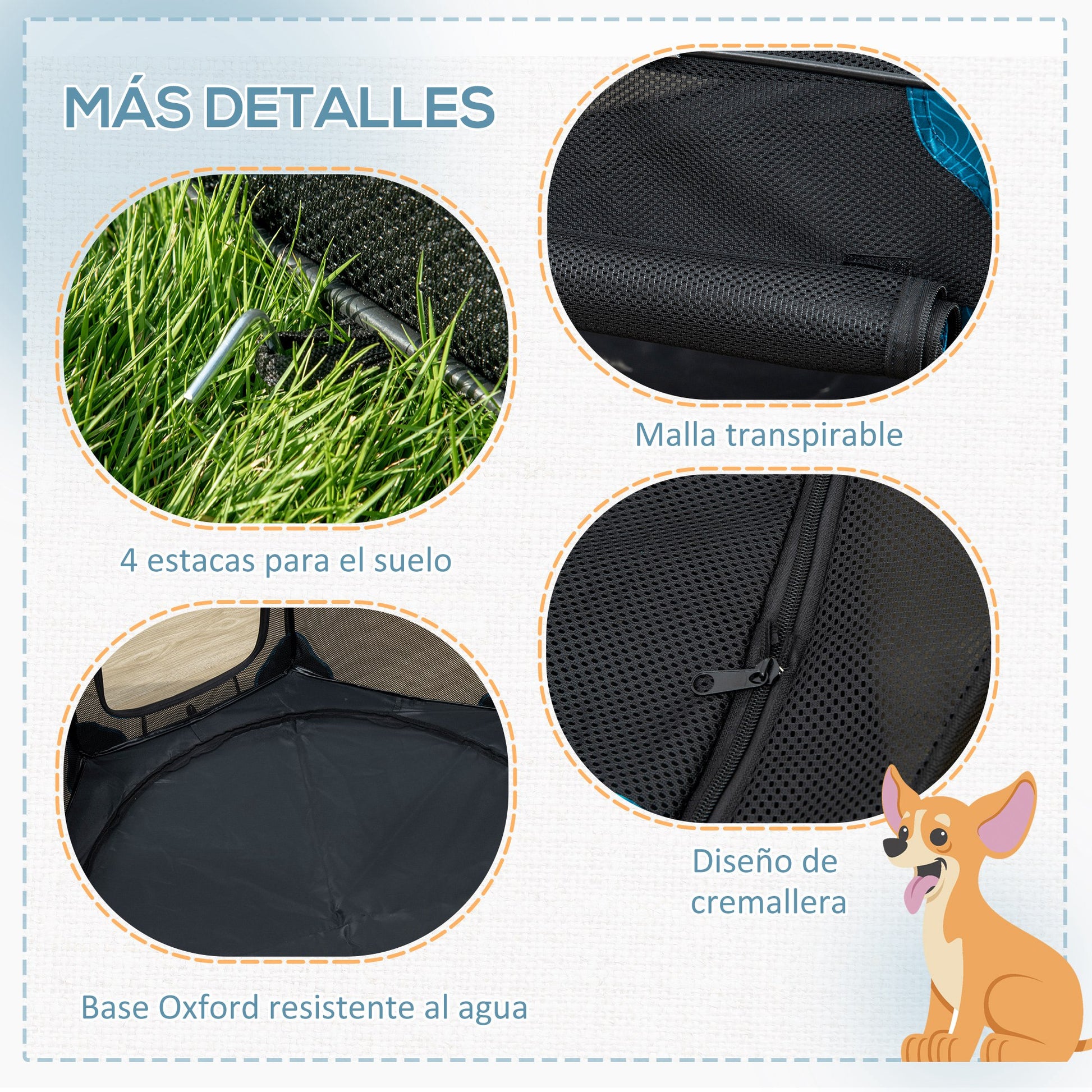 Pawhut Parque Plegable Para Perros 8 Paneles Con Bolsa De Transporte Ø126x58 Cm_3