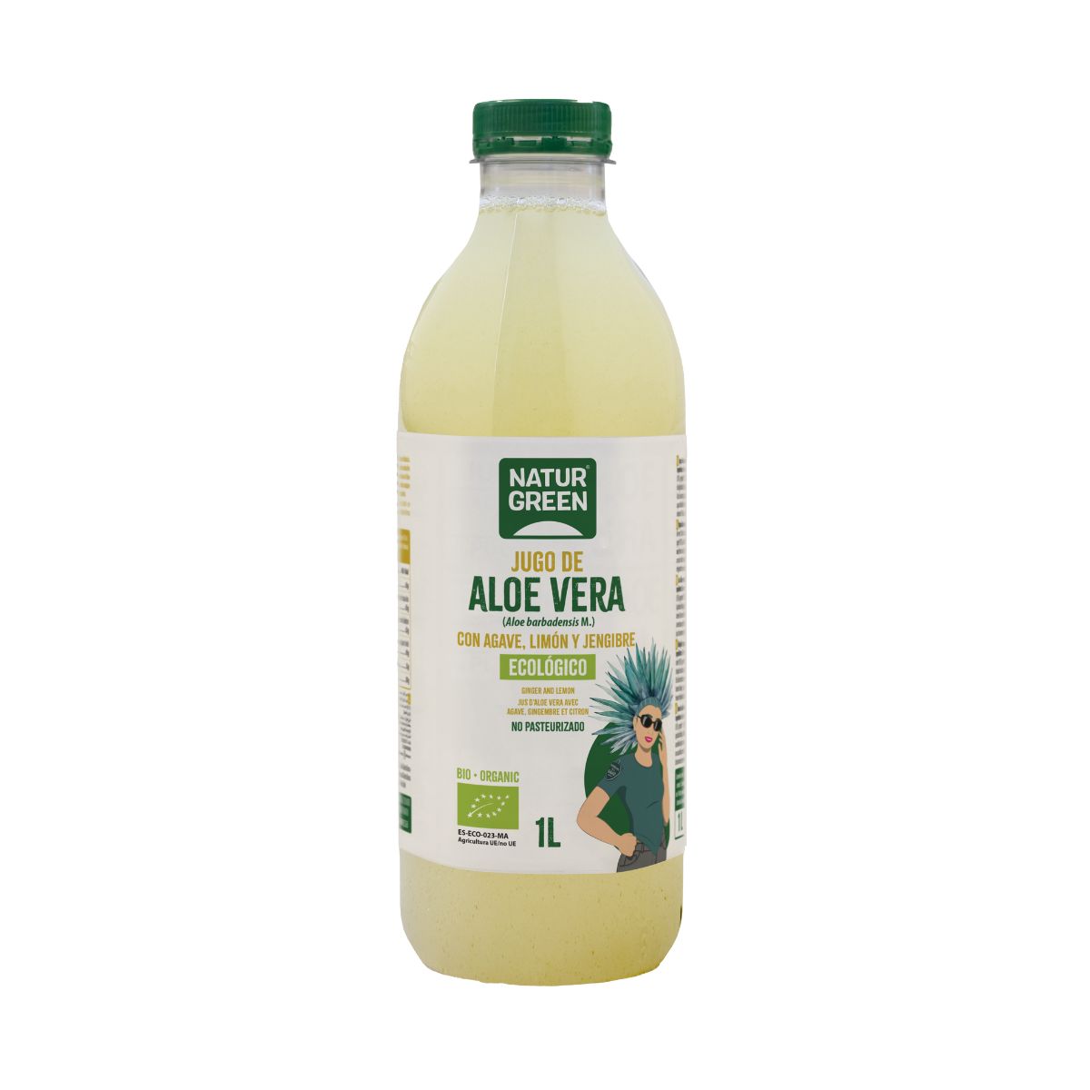 Embalagem x 12 Sumo de Aloé vera com agave, limão e gengibre NaturGreen 1 L