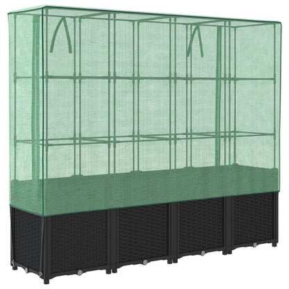 Jardinera Elevada Con Cubierta De Invernadero Aspecto Ratán 160x40x153 Cm_5