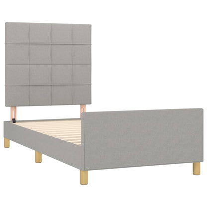 Estructura De Cama Con Cabecero De Tela Gris Claro 100x200 Cm / Vetonek_3