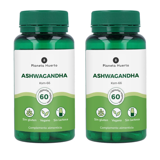 Embalagem de 2 cápsulas Ashwagandha KSM-66 Orchard Planet 60 cápsulas