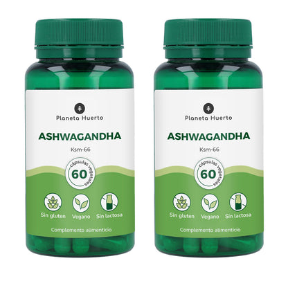 Embalagem de 2 cápsulas Ashwagandha KSM-66 Orchard Planet 60 cápsulas