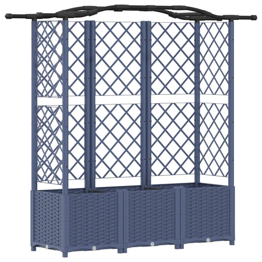 Cama Elevada Con Trellis Y Techo Gris 163 X 40 X 138 Cm Pp_0