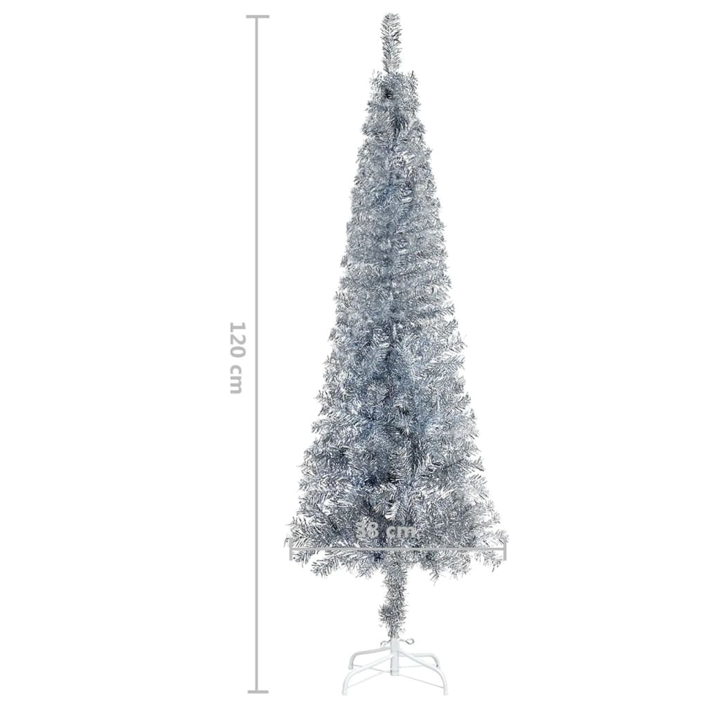 Vidaxl Árbol De Navidad Delgado Plateado 120 Cm_2