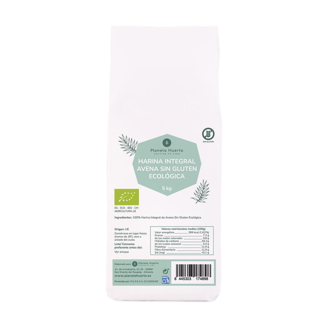 Farinha de Aveia Integral Sem Glúten Eco Planeta Huerto 5 Kg