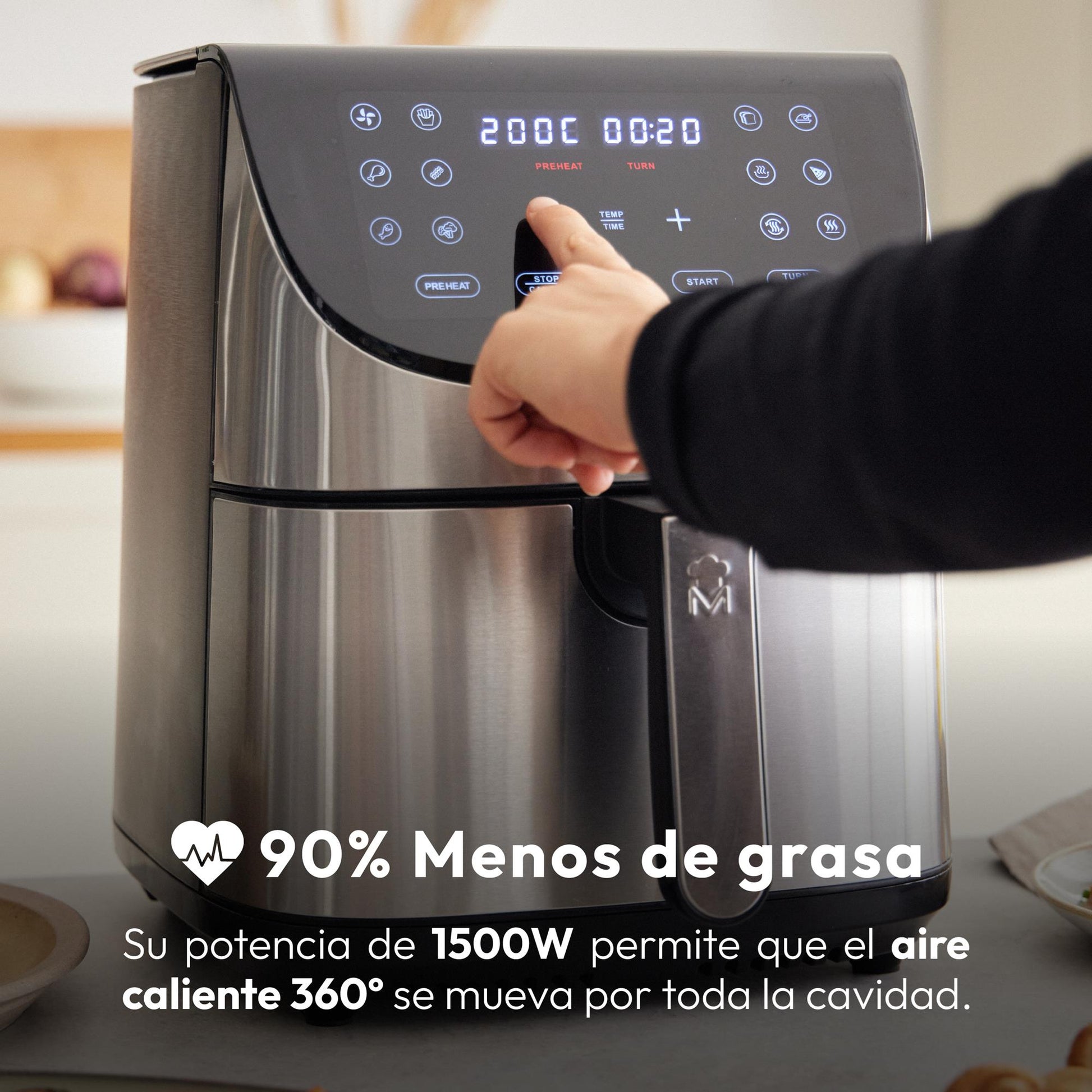 Freidora De Aire 7l 1800w Masterpro Rocket 700 Con 12 Programas Y Pantalla Led Táctil_2