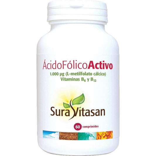 Ácido Fólico Ativo 1000 Microgramas 60 Comprimidos Sura Vitasan