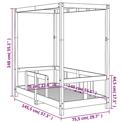 Vidaxl Estructura De Cama Para Niños Madera De Pino Negro 70x140 Cm_2