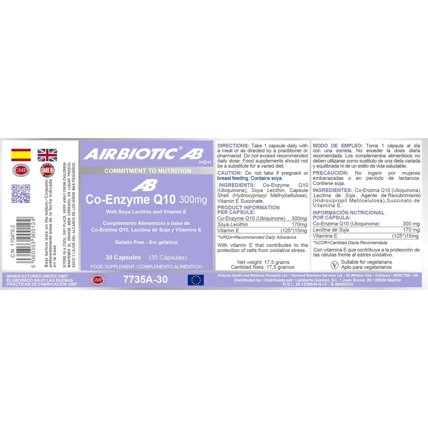 Coenzima Q10 300 mg Airbiotic, 30 cápsulas