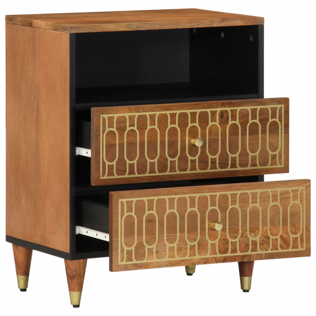 Mesita De Noche Madera Maciza De Mango 50x33x62 Cm_1
