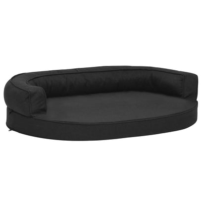 Vidaxl Colchón De Cama De Perro Ergonómico Aspecto Lino Negro 75x53cm_0
