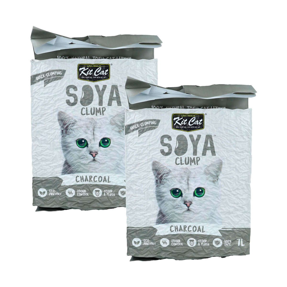 Pack 2x Kit Cat Arena Eco SoyaClump Pack Ahorro - Charcoal 7 L Arena para gatos