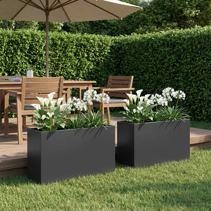 Macetero De Jardín 2 Uds. Negro 80 X 30 X 50 Cm_1