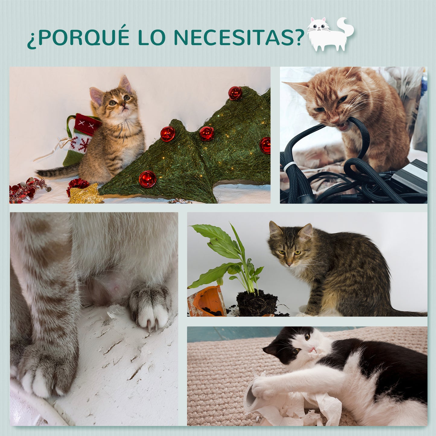 Pawhut Árbol Para Gatos De Pared Con 3 Plataformas Cojín Extraíble 63x28x93,5 Cm_5