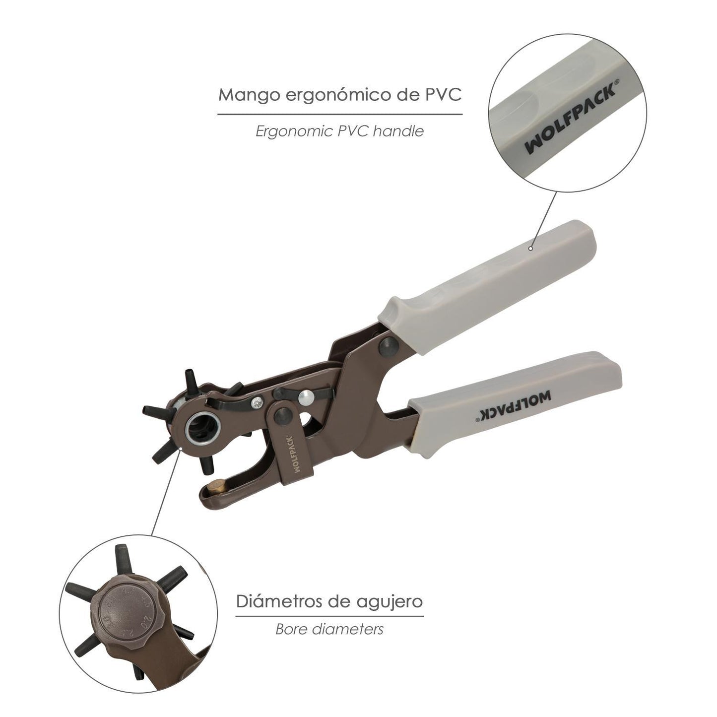 Sacabocados Estrella Industrial 225 Mm. Agujeros De Ø 2,0 A 4.5 Mm. Alicates Agujeros, Perforador Cuero, Alicates Cinturones,_2