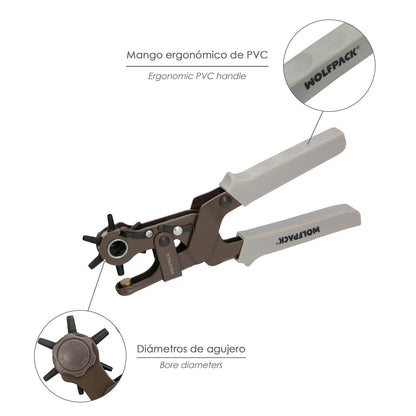 Sacabocados Estrella Industrial 225 Mm. Agujeros De Ø 2,0 A 4.5 Mm. Alicates Agujeros, Perforador Cuero, Alicates Cinturones,_2