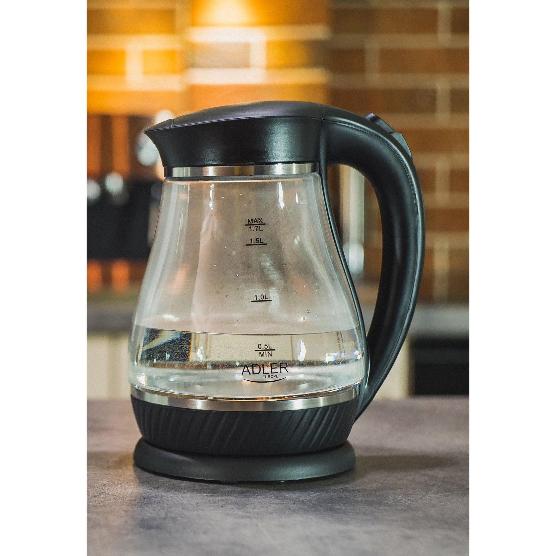 Hervidor Agua Eléctrico 1,7 Litros Jarra Cristal Inalámbrica Retroiluminada, Apagado Automático Adler Ad1274b, 2200w_2