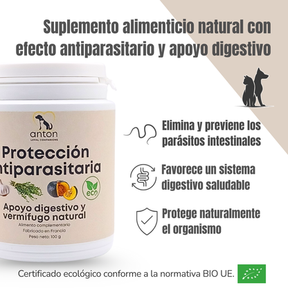 Suplemento natural para perros y gatos – Fórmula Protección Antiparasitaria ECO 100 g