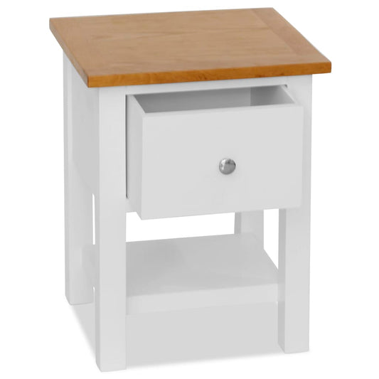 Mesita De Noche De Madera De Roble Maciza 36x30x47 Cm_0