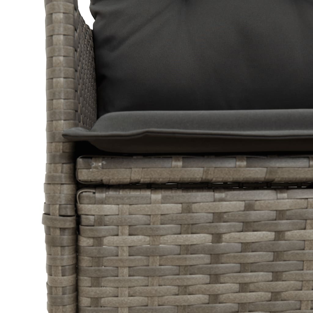 Set Comedor Jardín 7 Pzas Y Cojines Ratán Sintético Gris / Vetonek_2