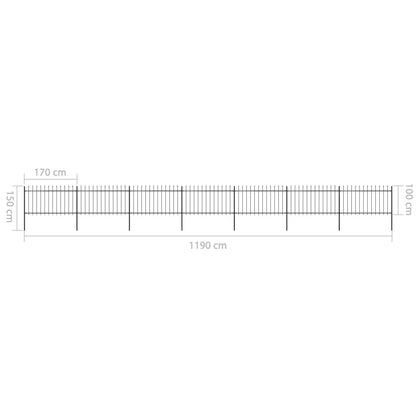 Valla De Jardín Con Puntas De Lanza Acero Negro 11,9x1 M / Vetonek_1