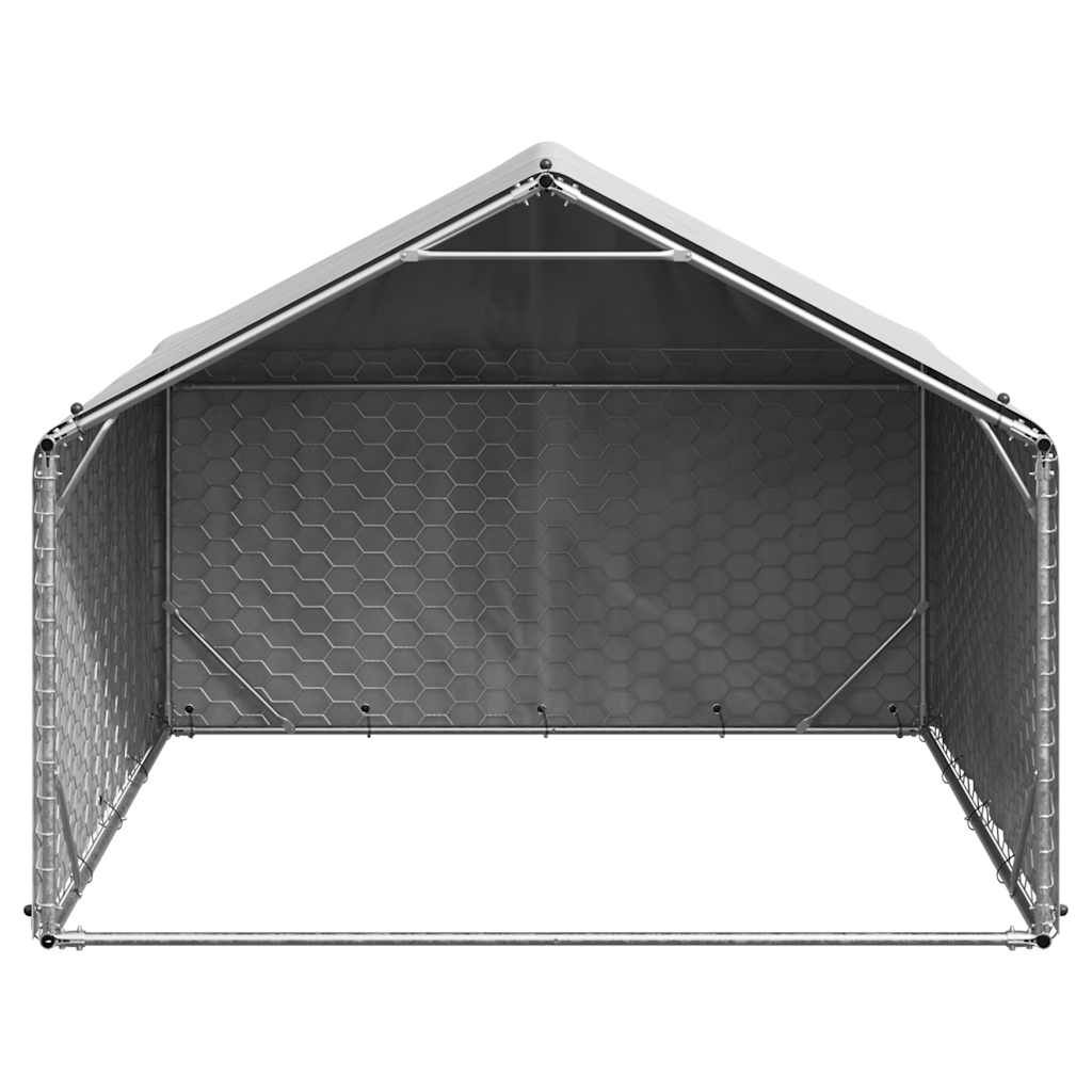 Caseta Para Perros De Exterior Con Cubierta 2x2x1,5 M De Acero Galvanizado_2