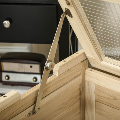 Pawhut Jaula De Madera Para Hámster Ratones Con 2 Escondites Techo Abatible_3
