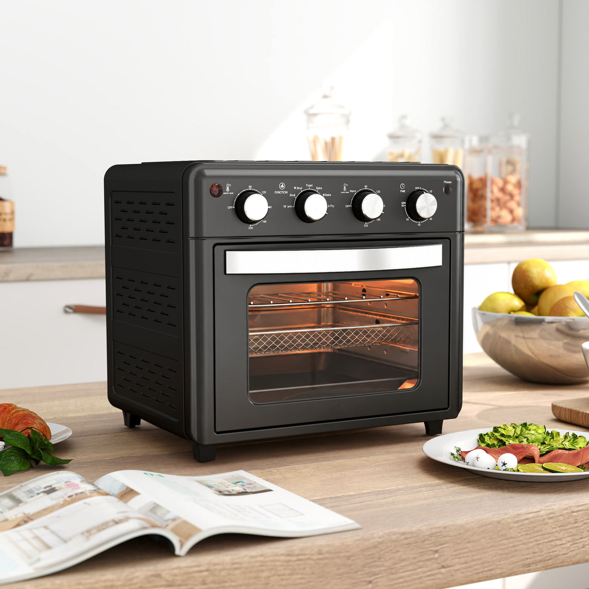 Homcom Horno Eléctrico Multifunción De Sobremesa De 30l 1600w 43x39x39cm Negro_1