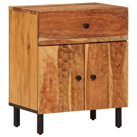 Mesita De Noche Madera Maciza De Acacia 50x33x60 Cm_0