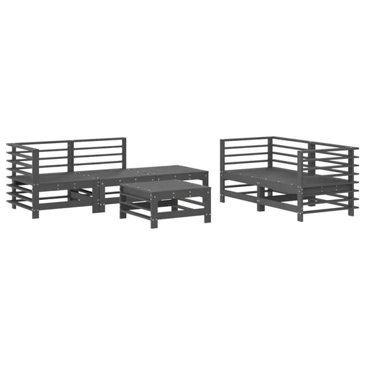 Vidaxl Mesa Y Taburetes Altos Jardín 6 Pzas Madera Maciza De Pino Gris_0