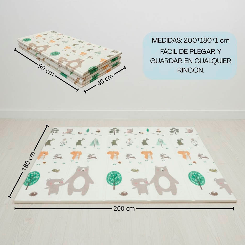 Bathby | Alfombra Plegable Para Bebé 200 × 180 Cm, Reversible Animales/invierno_4