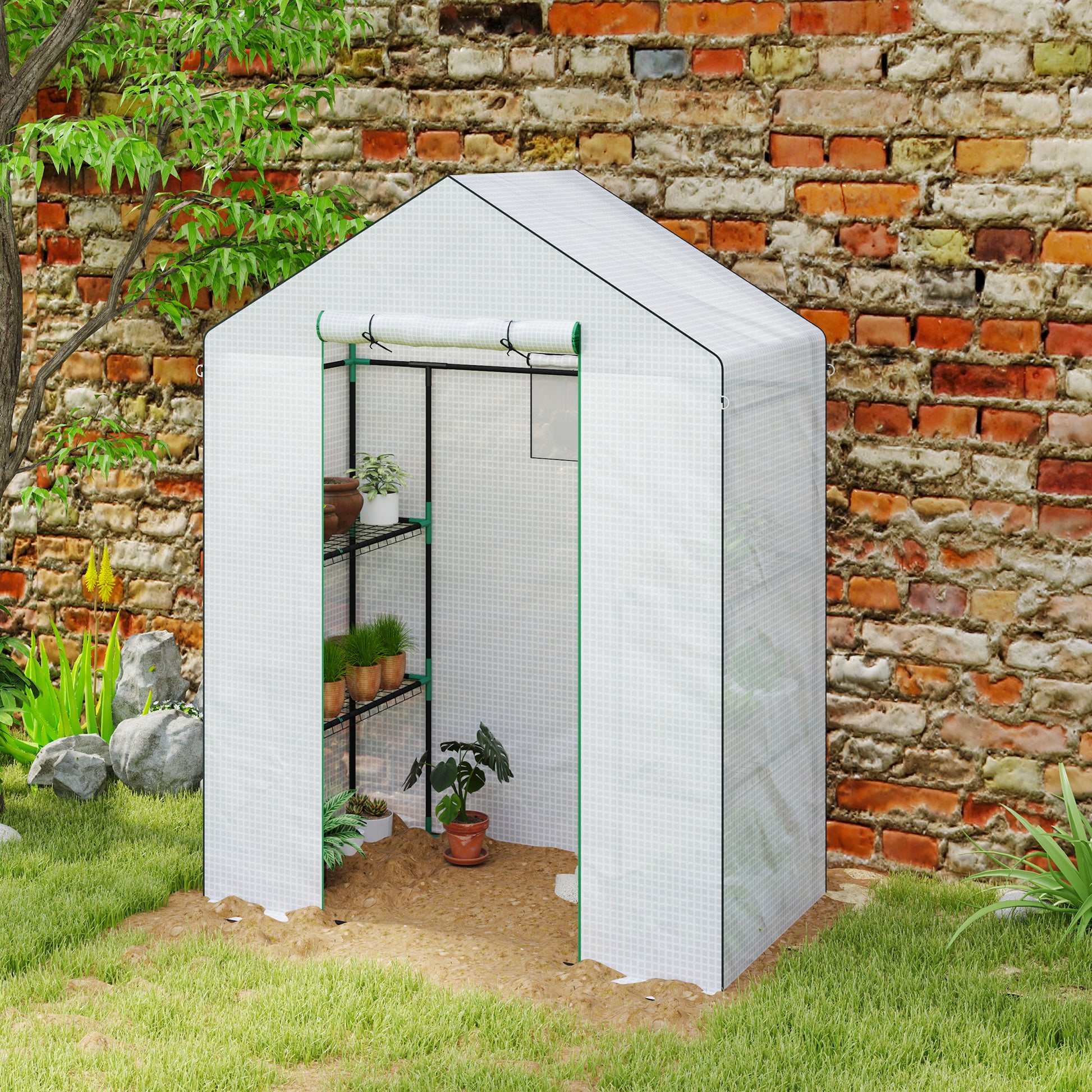 Outsunny Invernadero De Exterior Con 6 Estantes Puerta Enrollable 143x74x190 Cm_3