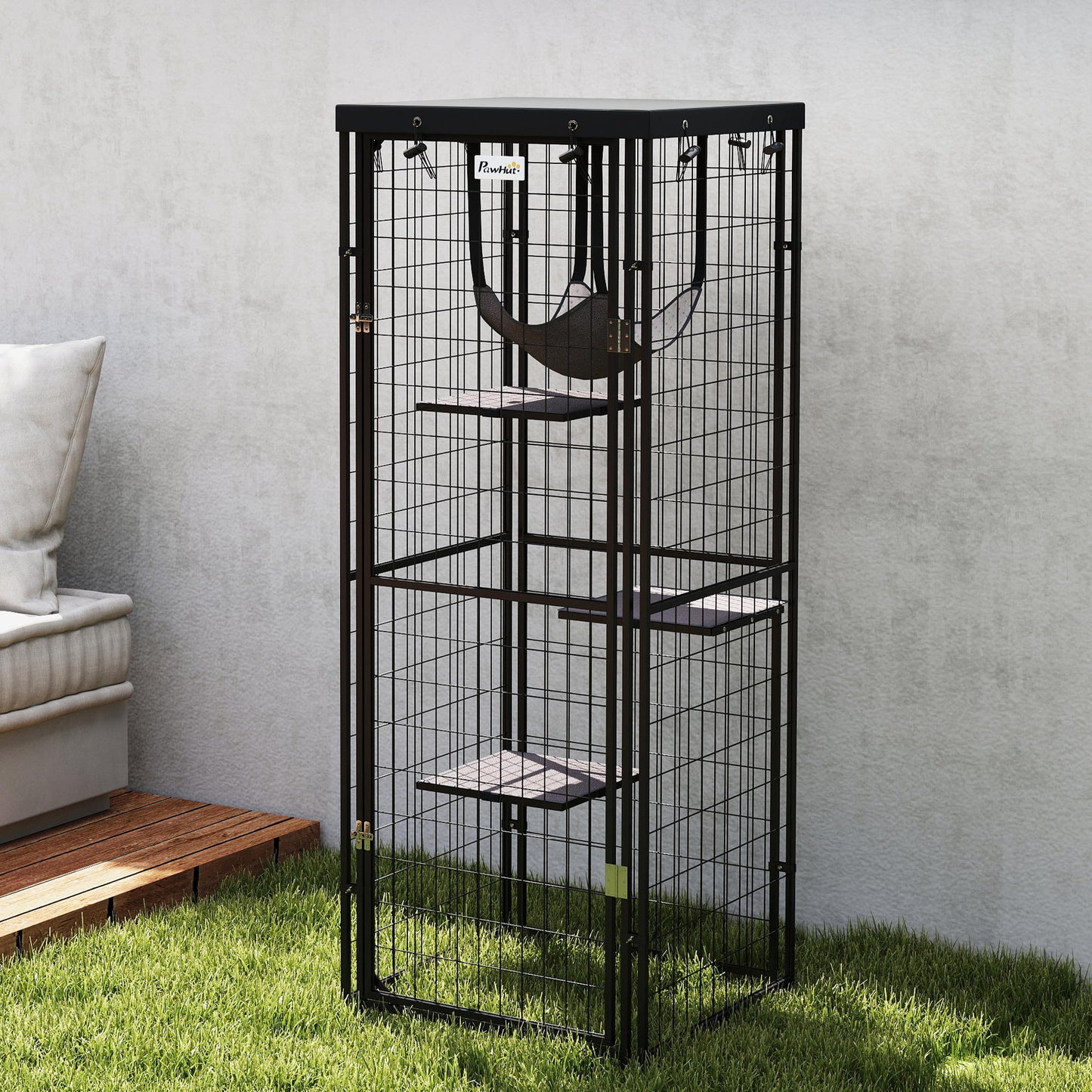 Pawhut Jaula Para Gatos Para Exterior E Interior Con Cubierta Impermeable Negro_3