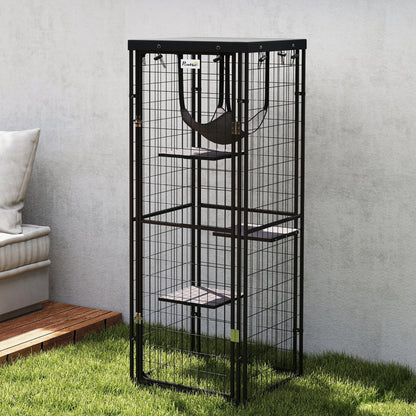 Pawhut Jaula Para Gatos Para Exterior E Interior Con Cubierta Impermeable Negro_3