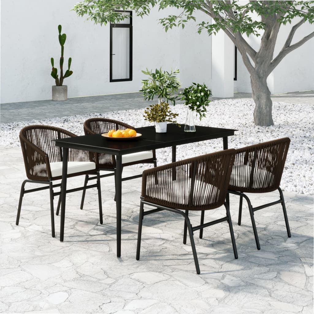 Juego De Comedor De Jardín 5 Piezas Con Cojines Marrón / Vetonek_4