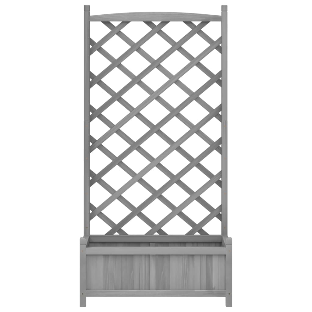 Jardinera Con Enrejado Gris 75x35x150 Cm Madera Maciza De Abeto_3