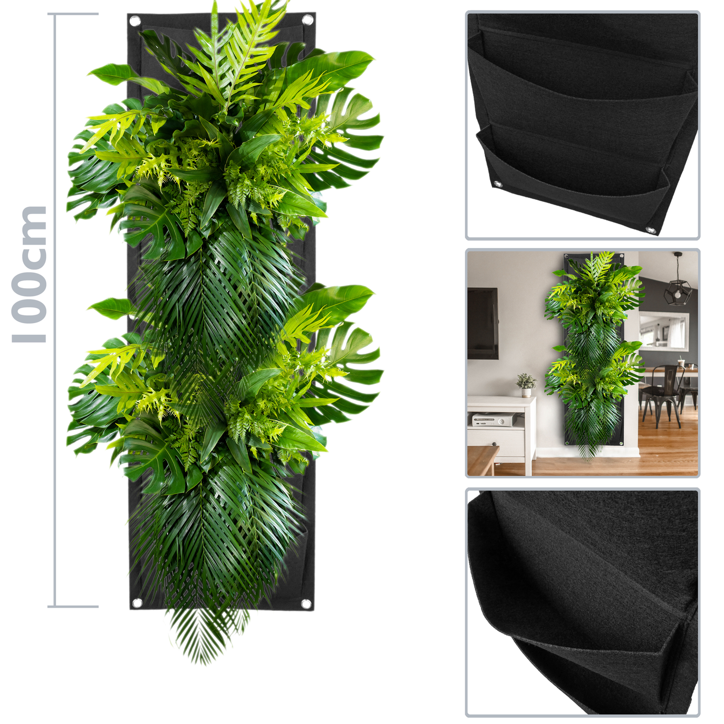 Jardín Vertical De Fieltro Para Crecimiento De Plantas 30x100cm Con 7 Bolsillos 2-pack_1