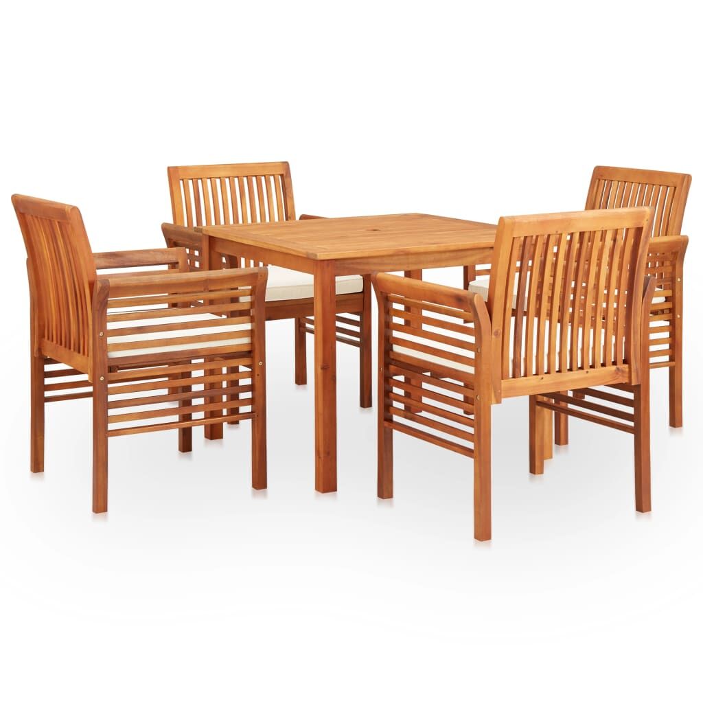 Vidaxl Set Comedor De Jardín 5 Pzas Y Cojines Madera Maciza De Acacia_0