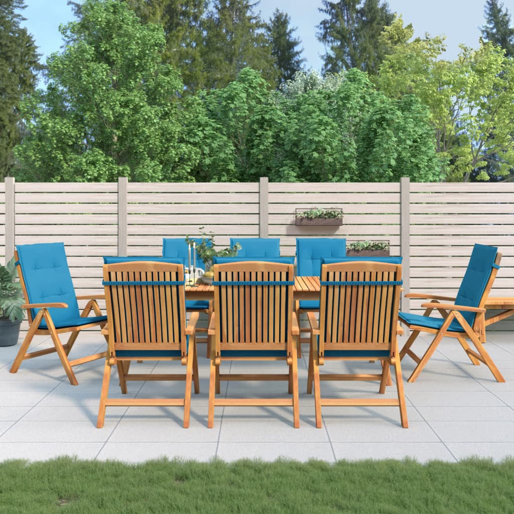 Vidaxl Sillas De Jardín Reclinables Y Cojines 8 Uds Madera Maciza Teca_1