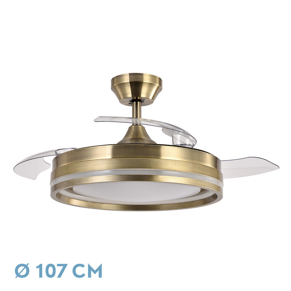 Ventilador Dc Cerrato Cuero 72w 3aspas Desplegables 107d 7200lm 6vel 3000k,4500k,6000k, Remoto+temporizador+memoria_0